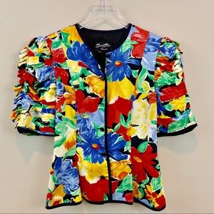 Vintage Floral Blazer with mid lengths sleeves